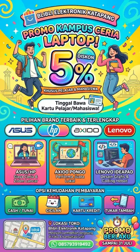 DISKON 5% PEMBELIAN LAPTOP KHUSUS MAHASISWA & PELAJAR