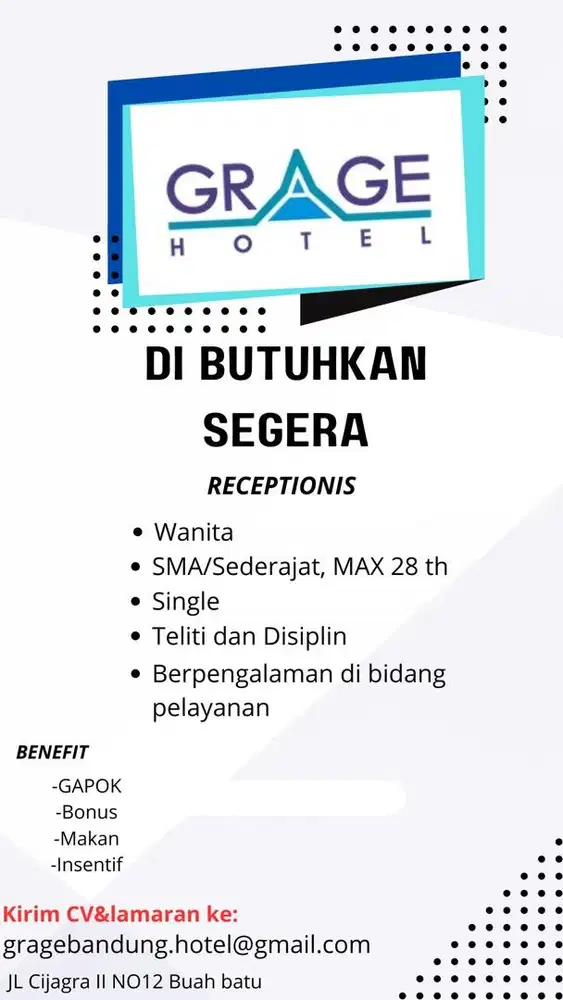 Dibutuhkan segera Reception