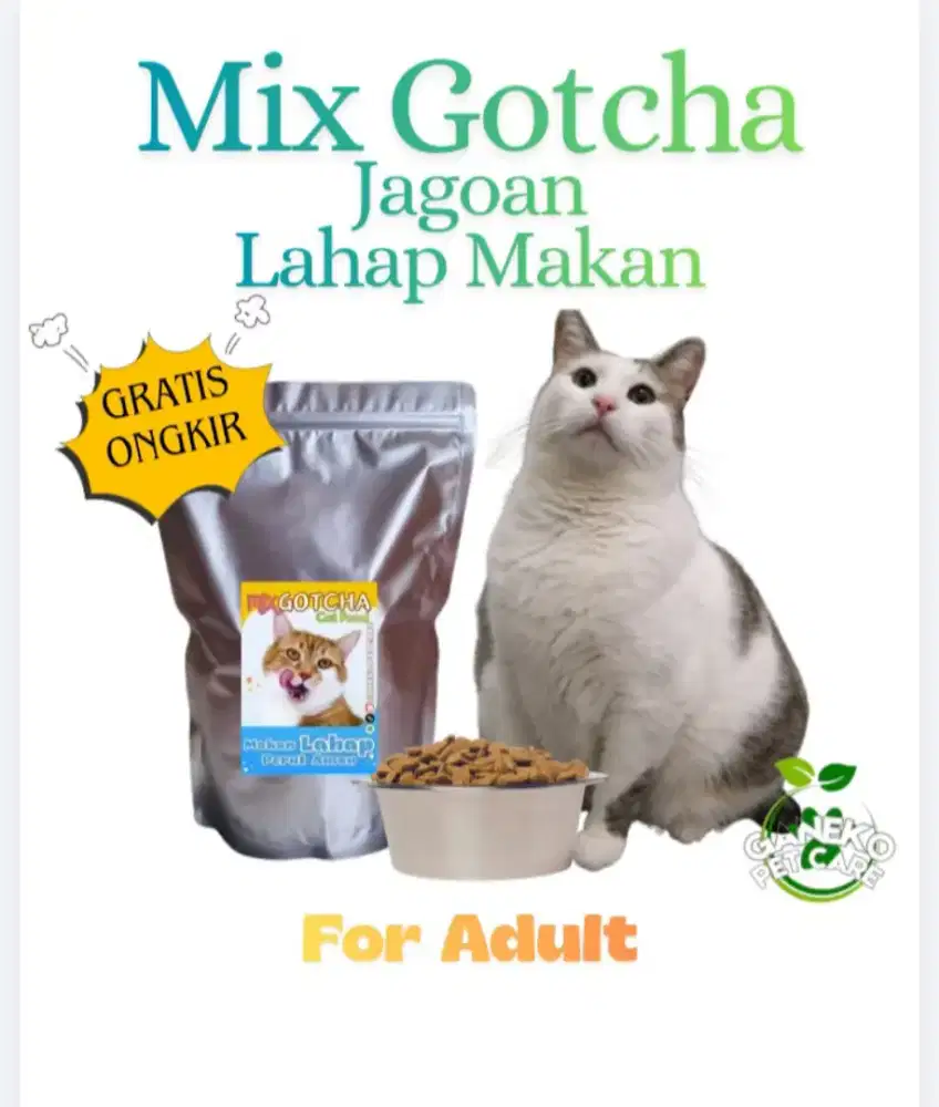 Mix Gotcha 1kg Makanan Penggemuk Kucing Adult Susah Makan Picky Eater