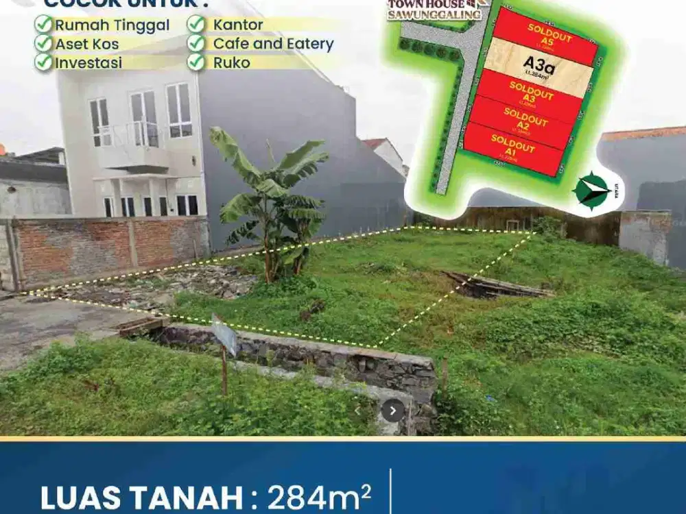 DiJual Kavling 283m2 pinggir Jalan Sawunggaling Raya Tembalang Semarang