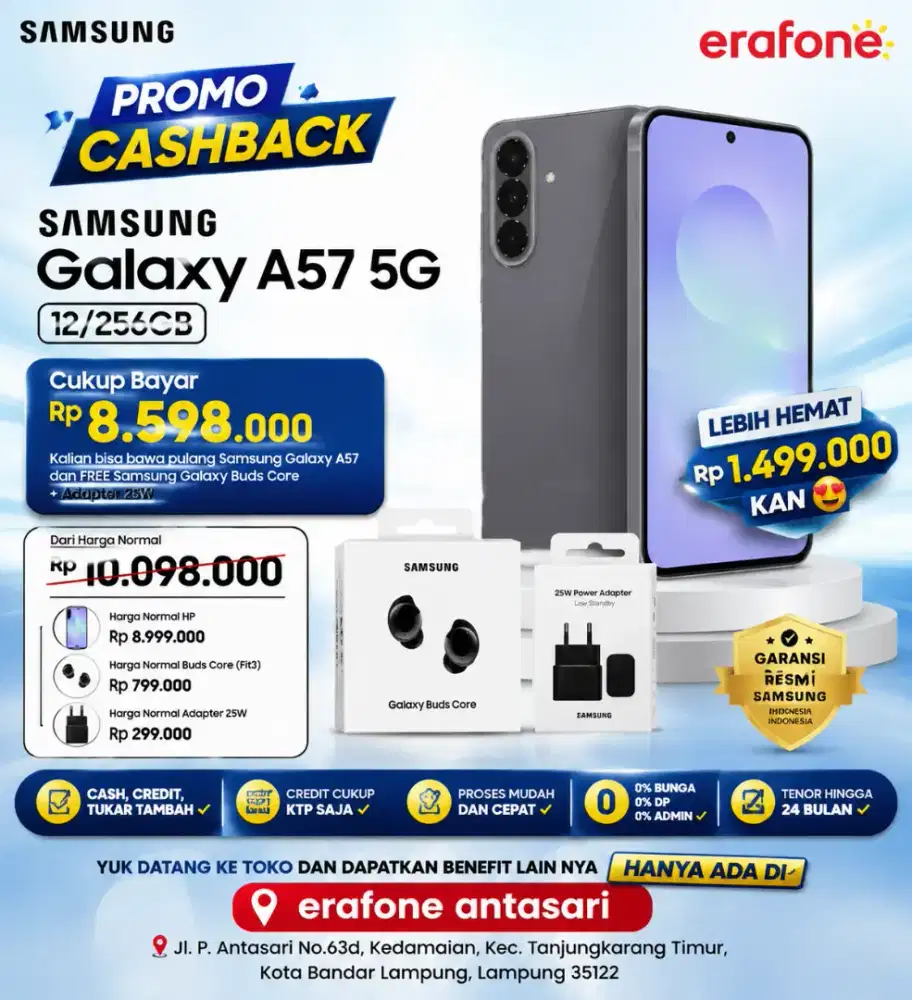 promo samsung Galaxy A57 5G free buds core+adapter 25w