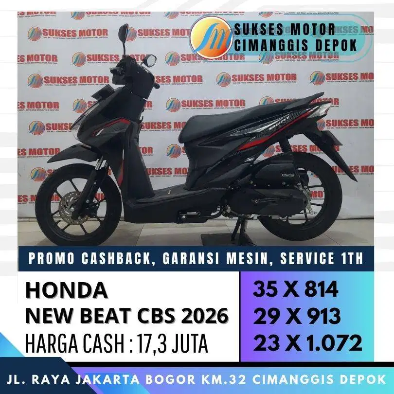 HONDA NEW BEAT CBS 2026 CASH KREDIT CC/PAYLATER [SUKSES MOTOR]
