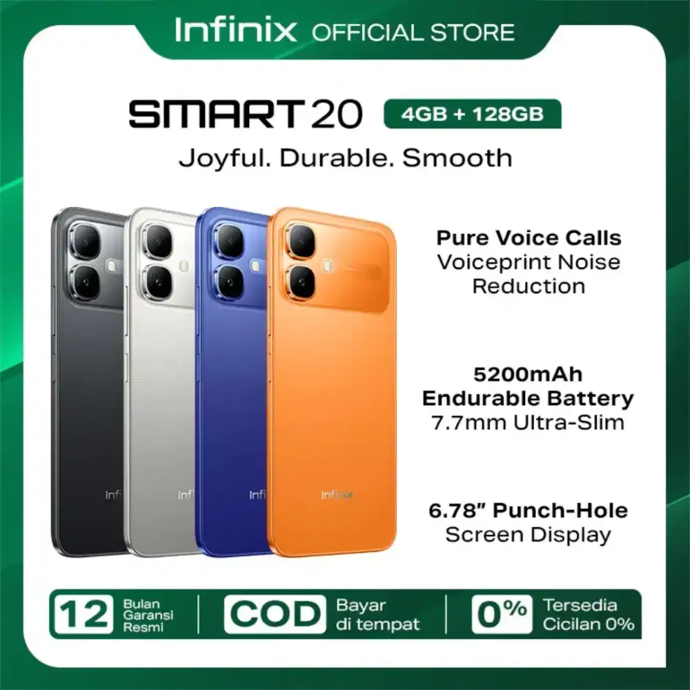 Infinix Smart 20 4+4GB/128GB Original - Smartphone Murah Berkualitas