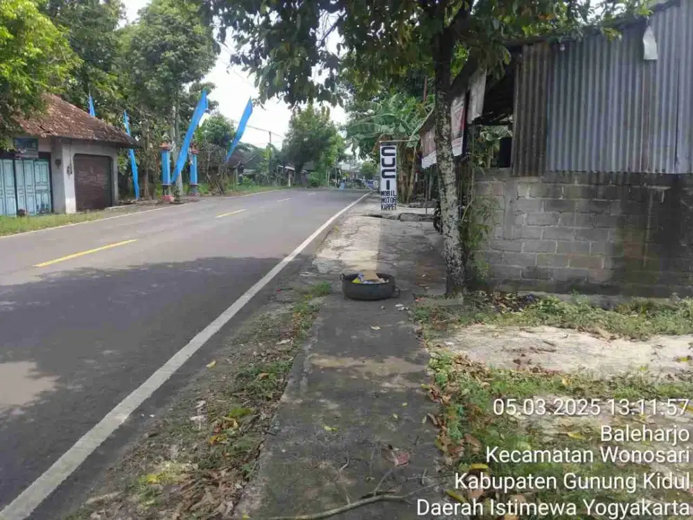 Tanah Pekarangan Murah Mangku jln Raya Nasional di pusat kota Wonosari Gunungkidul Yogyakarta