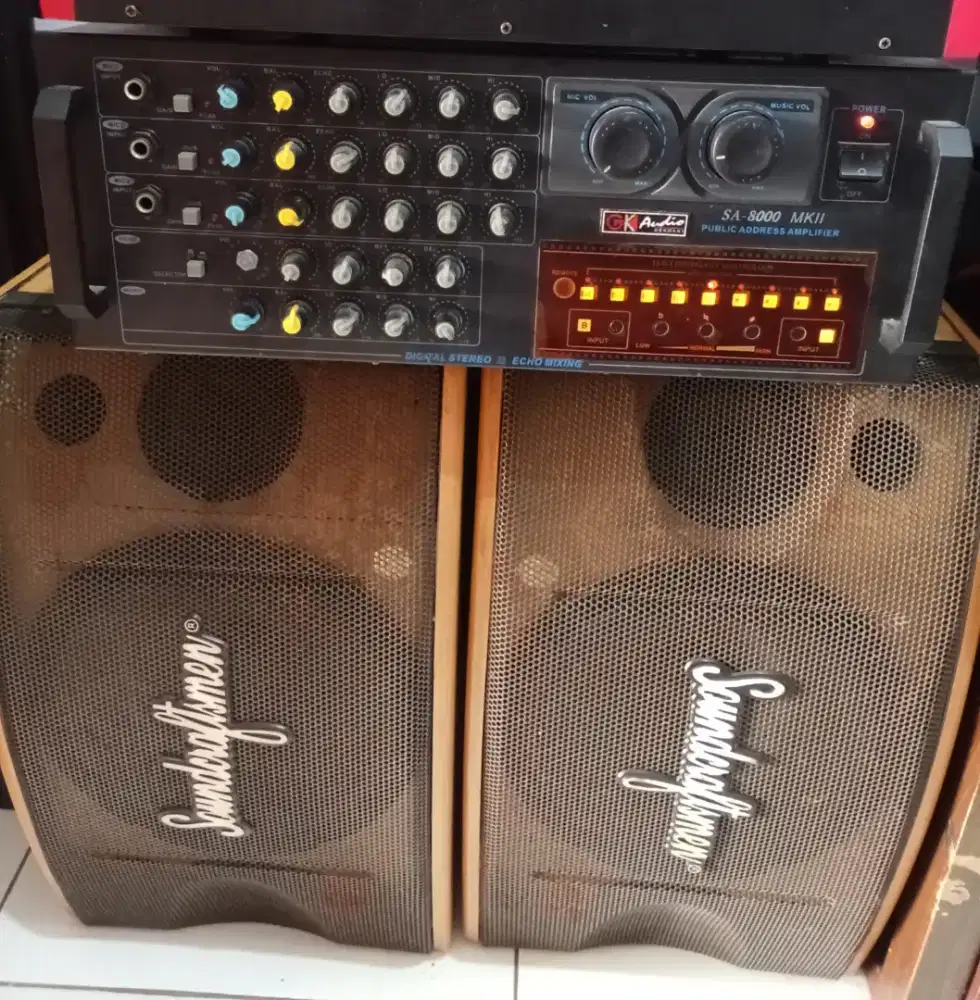 Set Soundcraftsman Power Amplifier Sepasang Speaker 10 inch original