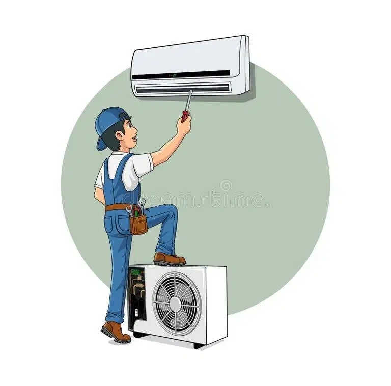Jasa cuci AC dan bongkar pasang AC.
