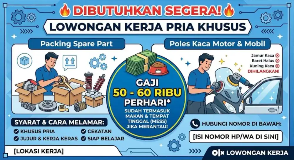 Mencari Lowongan Kerja Packing dan poles mika motor yg berpengalaman