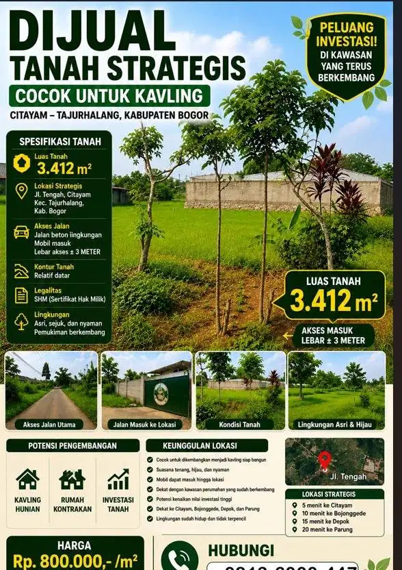 DIJUAL TANAH STRATEGIS COCOK UNTUK KAVLING