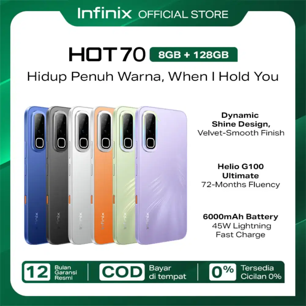 Infinix Hot 70 RAM 8+8GB ROM 128GB Baterai 6000mAh Garansi Resmi