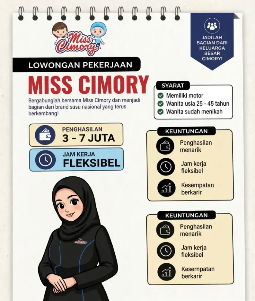 Loker Ibu Rumah Tangga / Miss Cimory - Jam Kerja Fleksibel