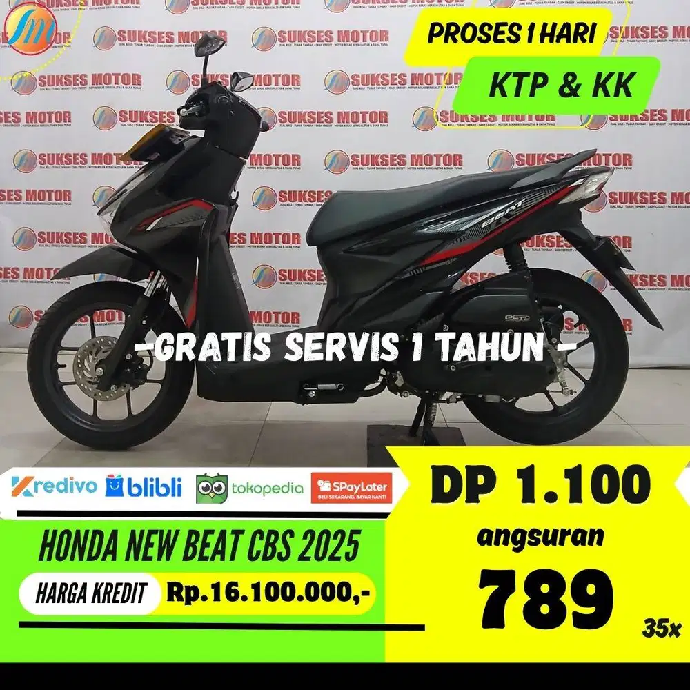 HONDA NEW BEAT CBS 2025 KREDIT DP 1,1JUTA ANGSURAN RINGAN BERGARANSI