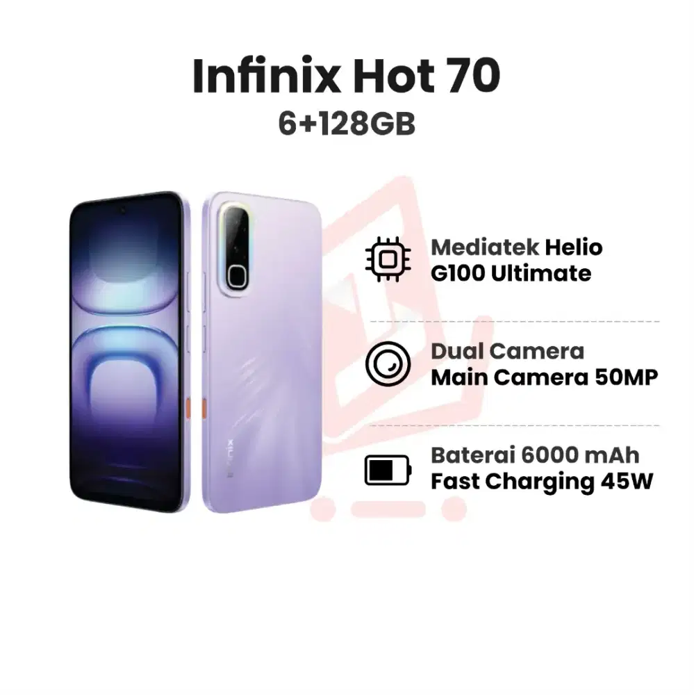 Infinix Hot 70 RAM 6+6GB ROM 128GB Baterai 6000mAh Garansi Resmi
