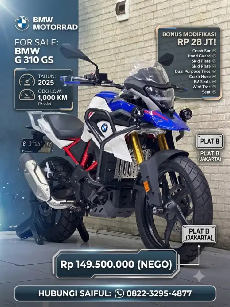 Odo 1rb Simpenan!!Bmw GS 310 2025 bmw motored ful paper Mulus-Mustika