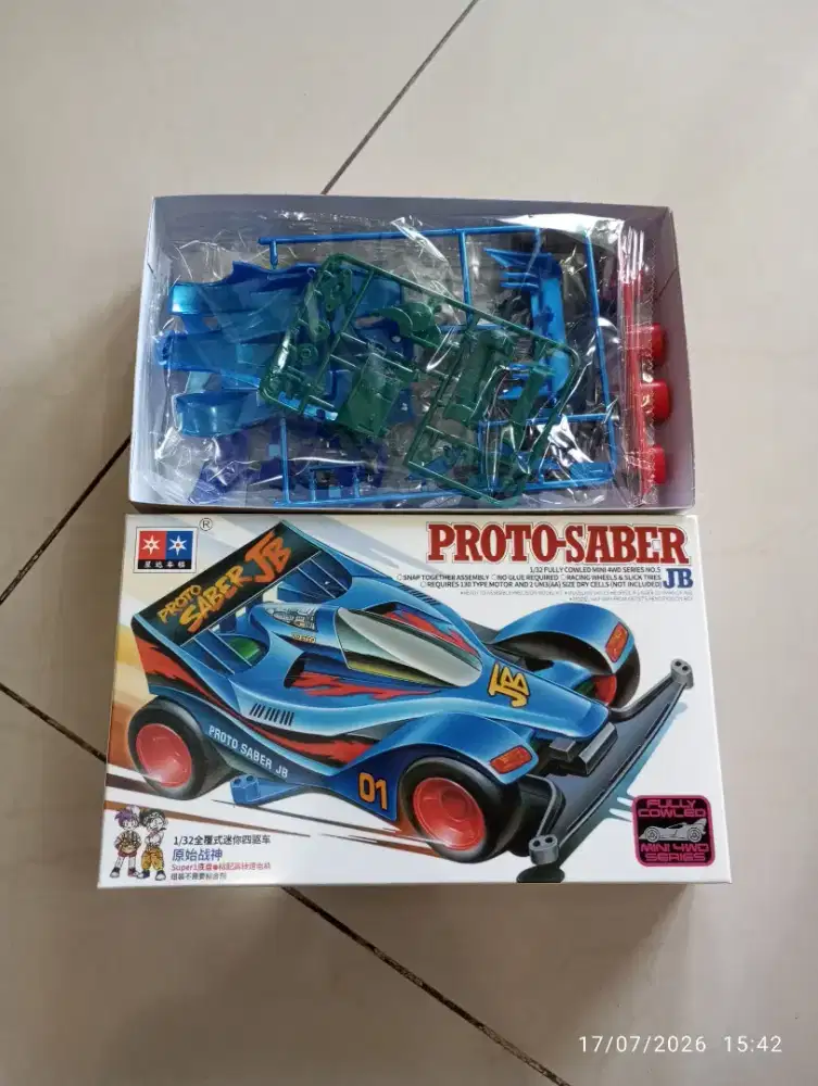 Replika Tamiya Mini 4WD Merk Daxing Proto Saber JB Chassis Super 1