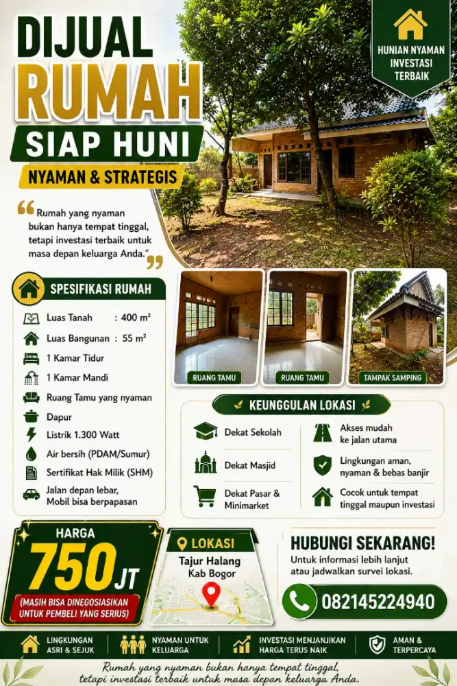 Rumah dan tanah untuk investasi atau tempat tinggal