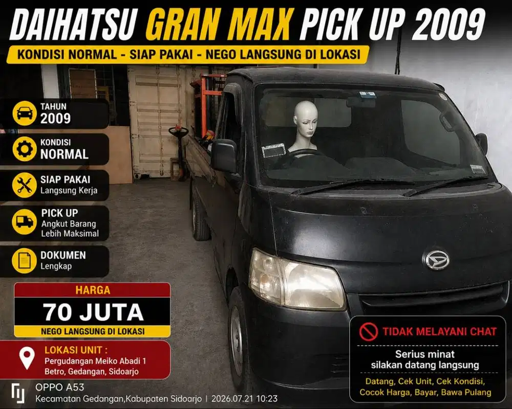 Daihatsu Gran Max Pick Up 2009 Kondisi Normal Siap Pakai Sidoarjo