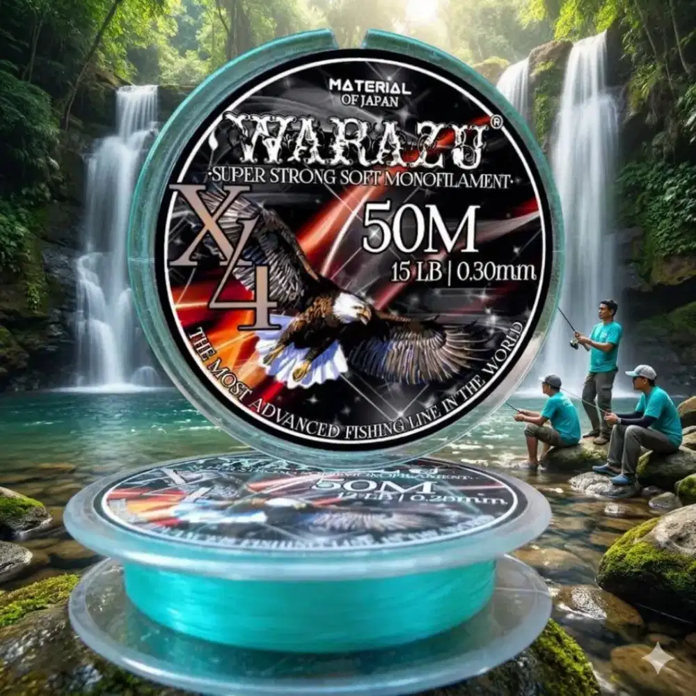 Senar Pancing WARAZU Roll 50M Warna BIRU TOSCA