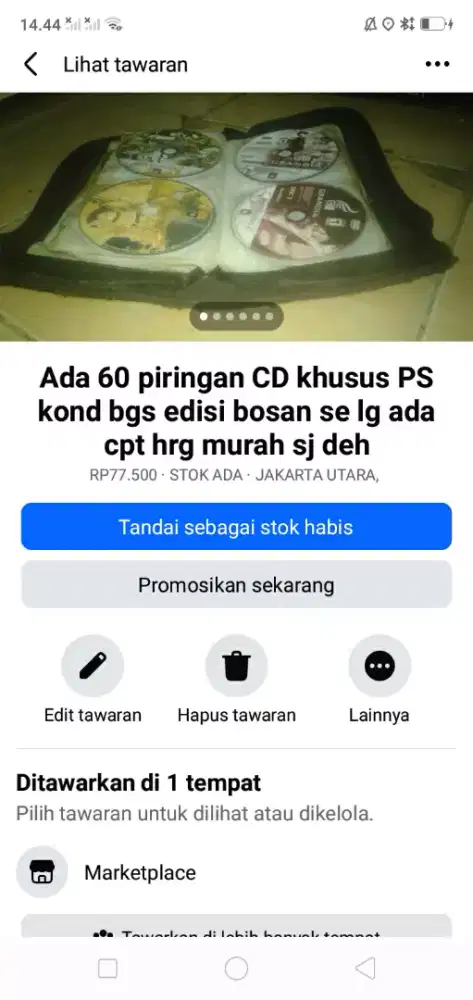 Ada 60 kaset piringan CD game play station kond bgs ex bosan sj cptdpt