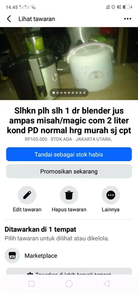 Slhkn plh slh 1 dr blender serba guna/magic com berkualitas normal skl