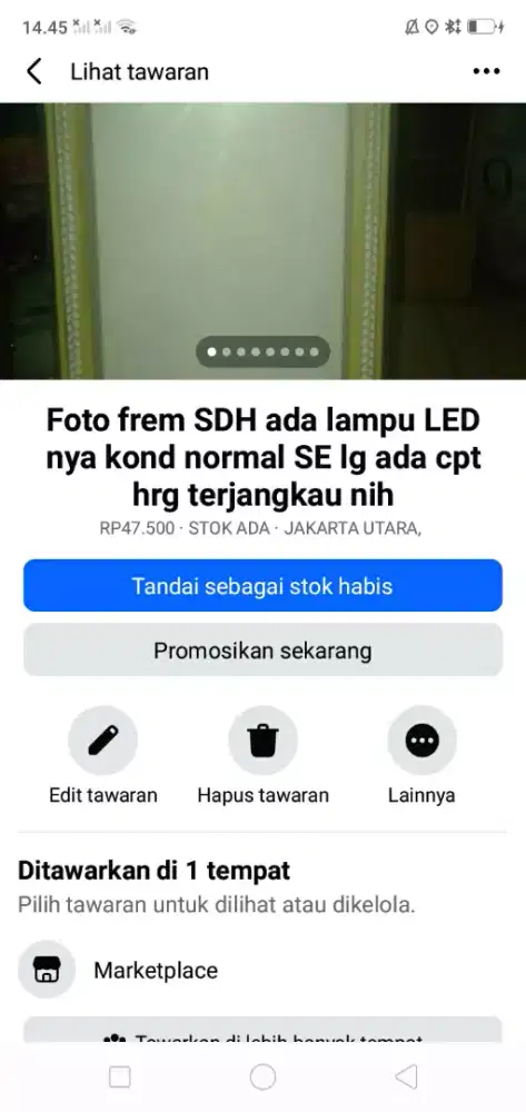 Foto frem berkualitas SDH LKP lampu LED nya kond bgs MLS hrg murah sj