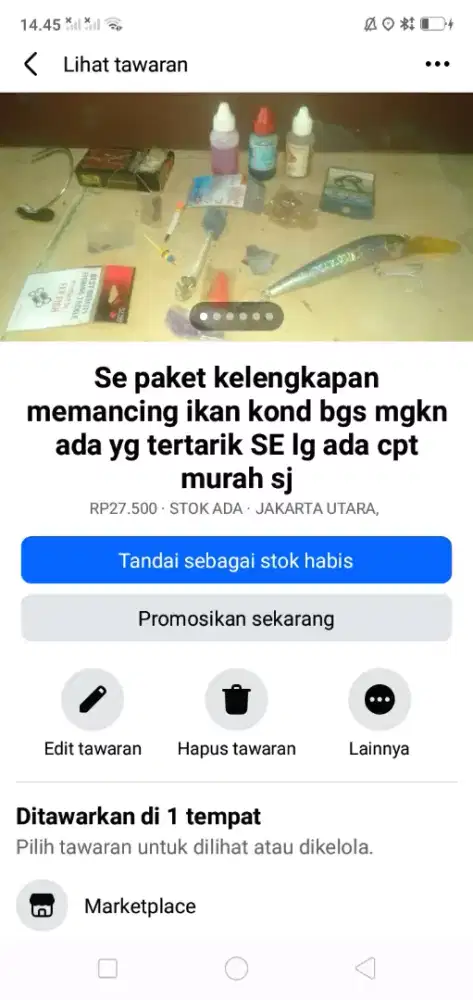 Se paket kelengkapan memancing ikan kond spt baru mgkn ada yg perlu