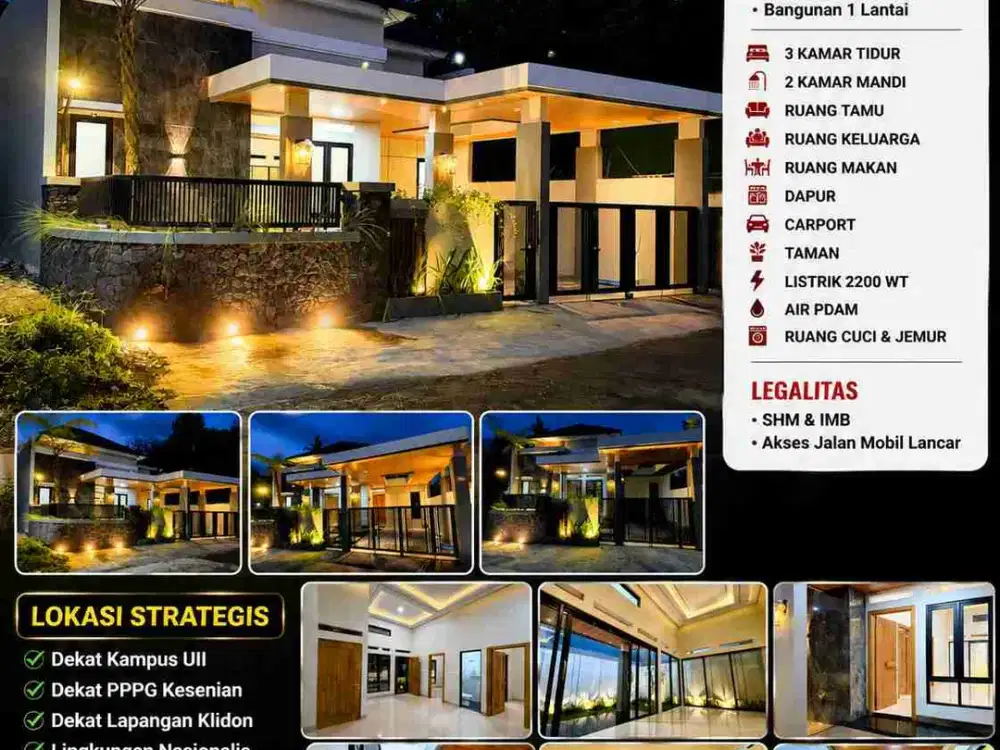 Rumah Baru Modern 3 Kamar di Jalan Kaliurang Km 12, SHM, Siap Huni