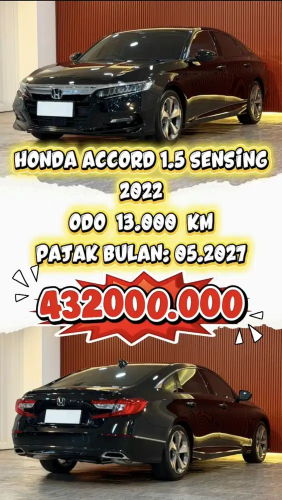 [ ODO 13.000 KM ] HONDA ACCORD 1.5 TURBO SENSING AT 2022 SIAP PAKAI