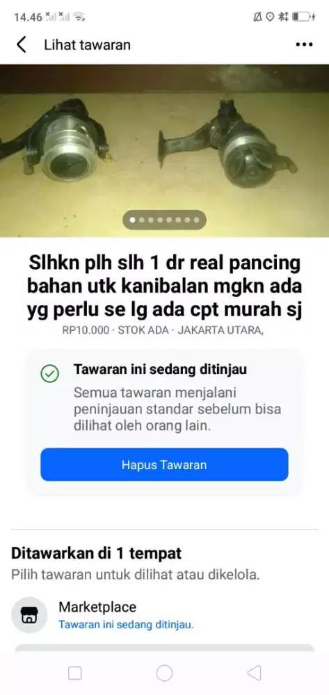 Slhkn plh slh 1 dr real pancing berkualitas kond utk bahan kanibalan