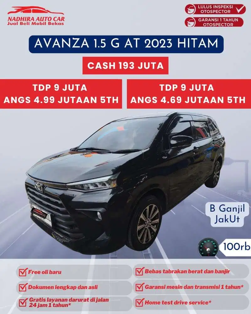 Angsuran 4 Jutaan Avanza 1.5 G AT 2023 Hitam