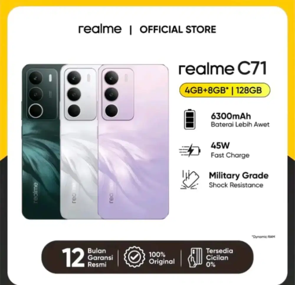 Realme C71 baterai 6300mAh, dan fitur 45W Fast Charge