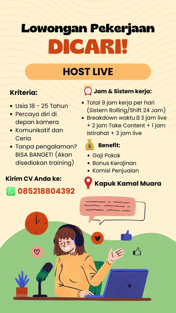 Lowongan Kerja dicari Host Live
