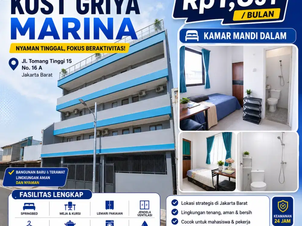 Kost Campur Griya Marina Cuma 1,8 JT/bulan  Full Furnish Lokasi Strategis Cocok Untuk Mahasiswa & Karyawan Book Now!!