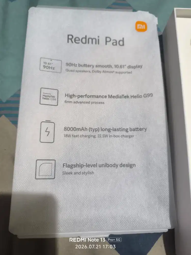 XIAOMI REDMI PAD RedmiPad 10.6 inch  WIFI ONLY 16gb/128gb fullsett