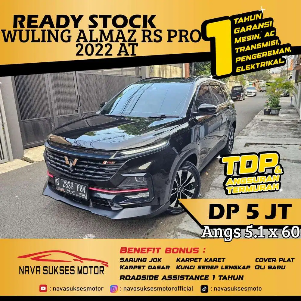 TDP 5 Jt Angs Termurah Wuling Almaz RS Pro 2022 Matic Hitam Low Km