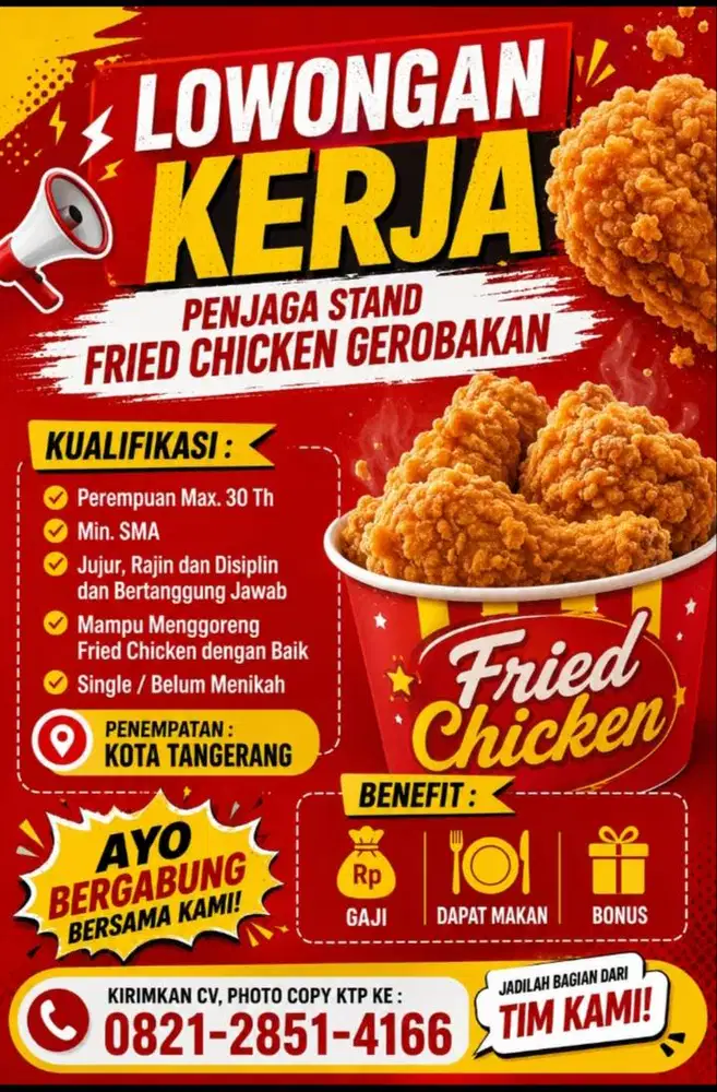 Lowongan Kerja Penjaga Stand Fried Chicken