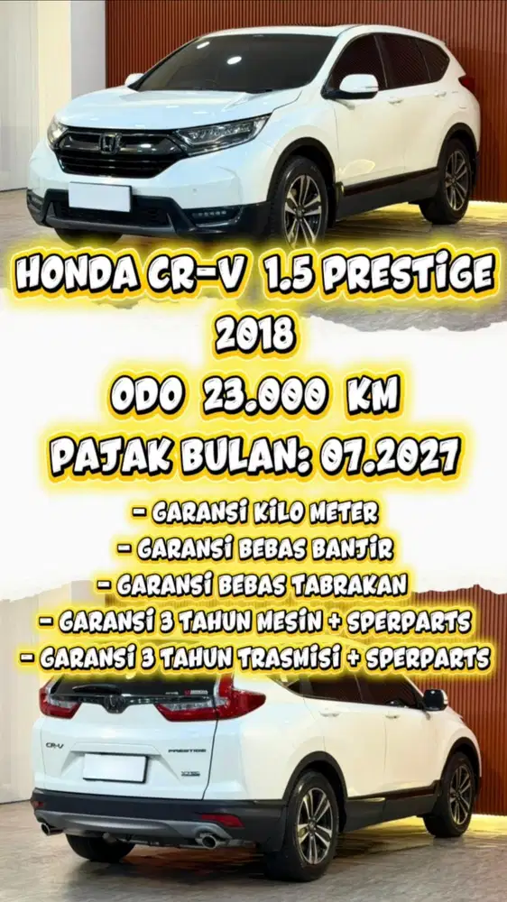 [ ODO 23.000 KM ] HONDA CR-V 1.5 TURBO PRESTIGE AT 2018 SIAP PAKAI