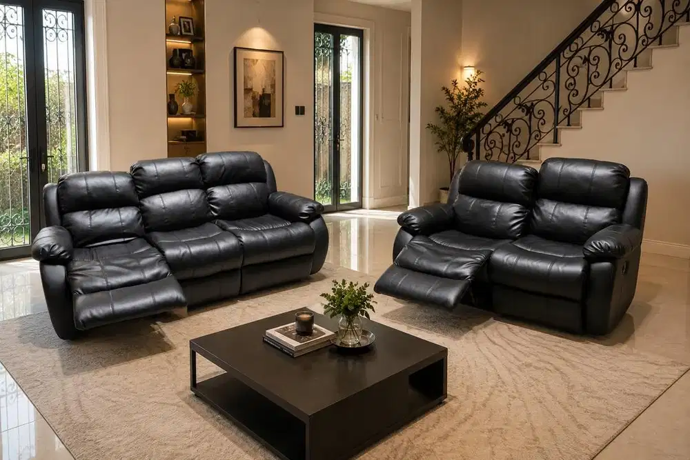 Sofa Cheers 2 + 3 seater kulit baru, bisa beli satuan
