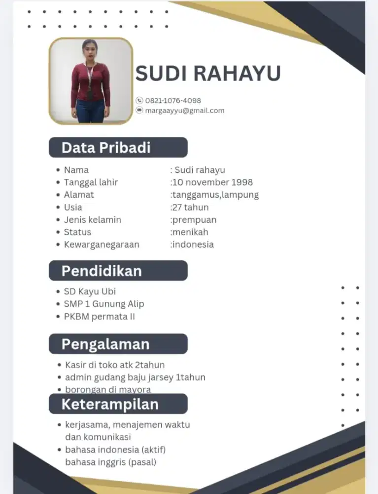 sedang cari kerja Dan siap kerja
