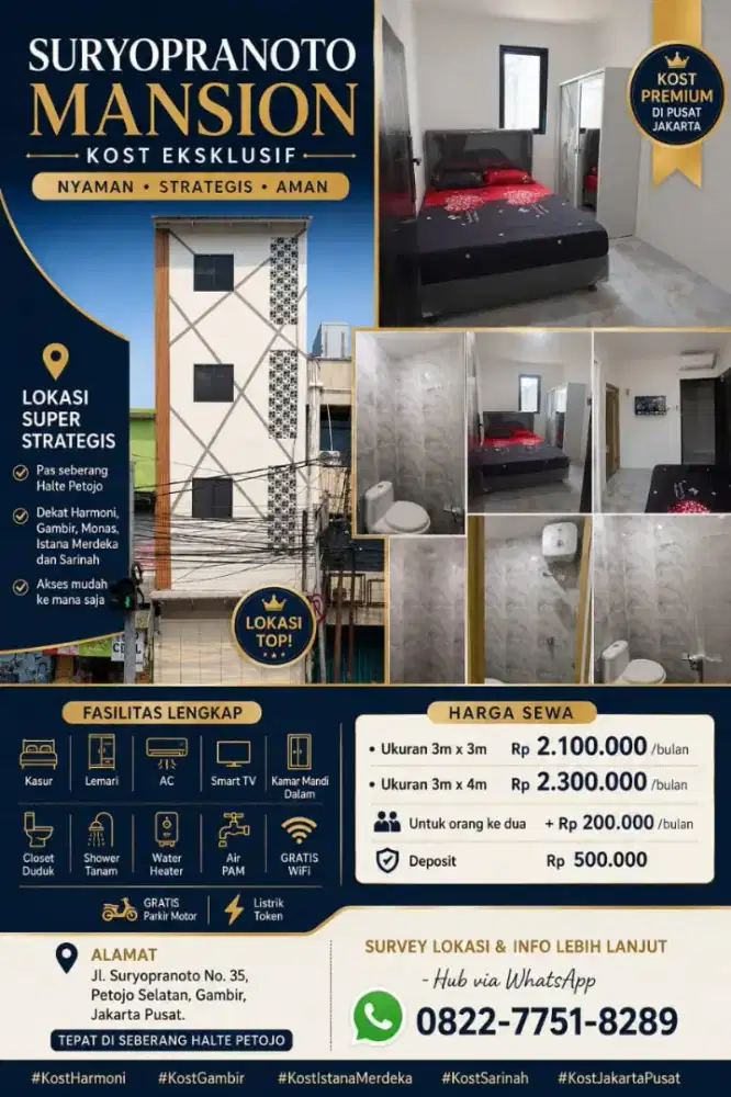 SURYOPRANOTO MANSION – KOST EKSKLUSIF GAMBIR, JAKARTA PUSAT