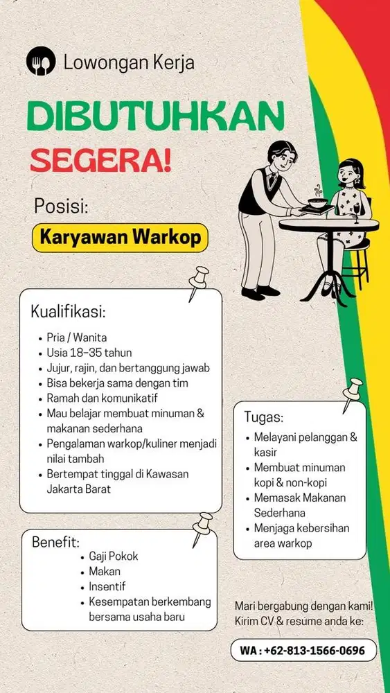 Dicari Karyawan Warkop