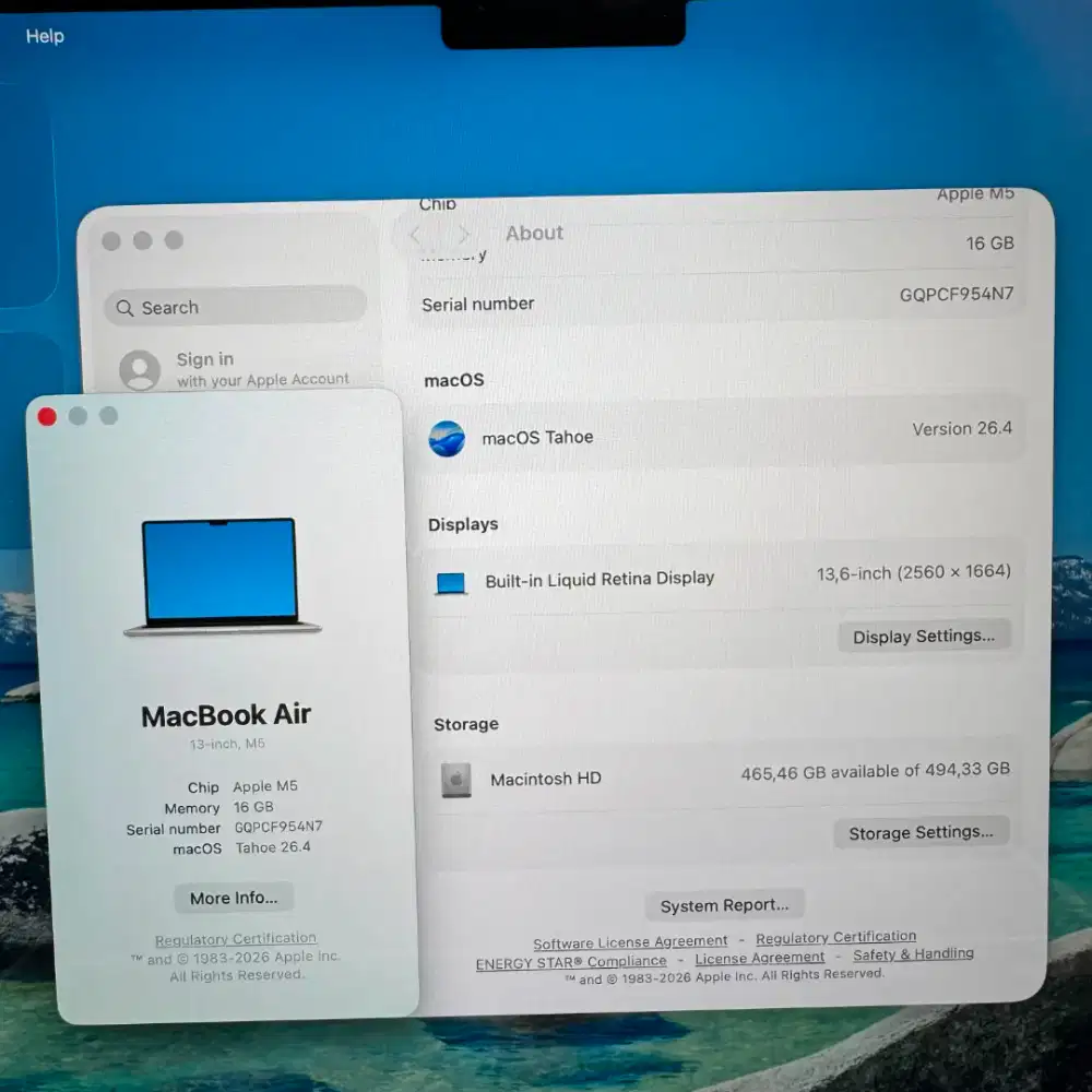 Macbook Air M5 13 Inch Ram 16 Ssd 512 lengkap full set Starlight Ibox