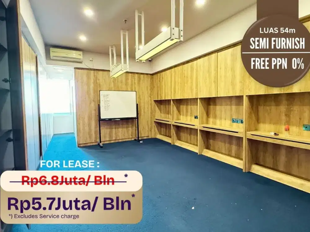 FREE PPN. Kantor disewakan furnish (54m) SPAZIO Leased office space 5 mio