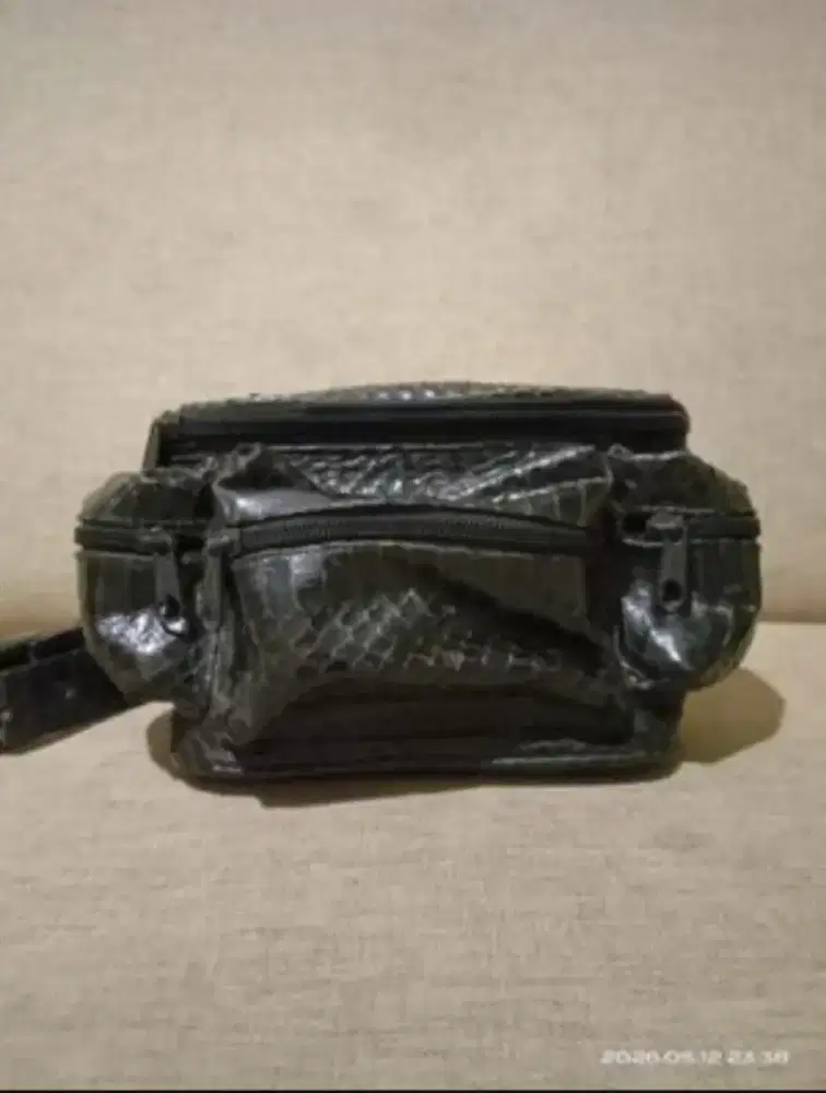 Leather black waistbag