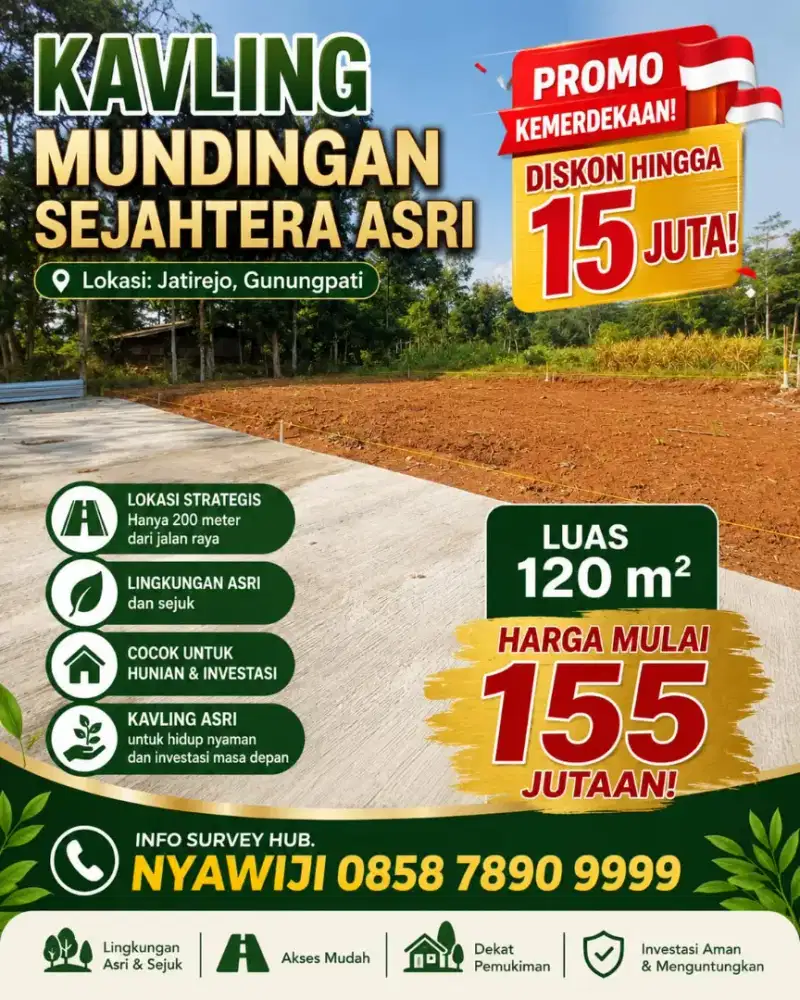 Tanah 120mtr SHM siap bangun dekat bsb city Semarang