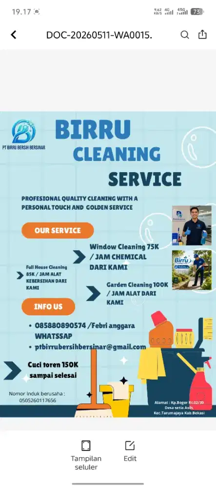 Jasa detail cleaning Home .knator.gedung