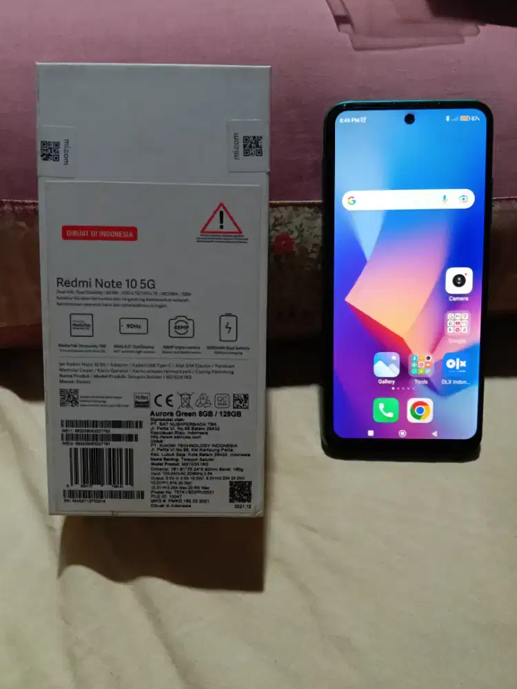 Xiaomi Redmi note 10 5G 8/128 kondisi jalan lengkap tangan 1
