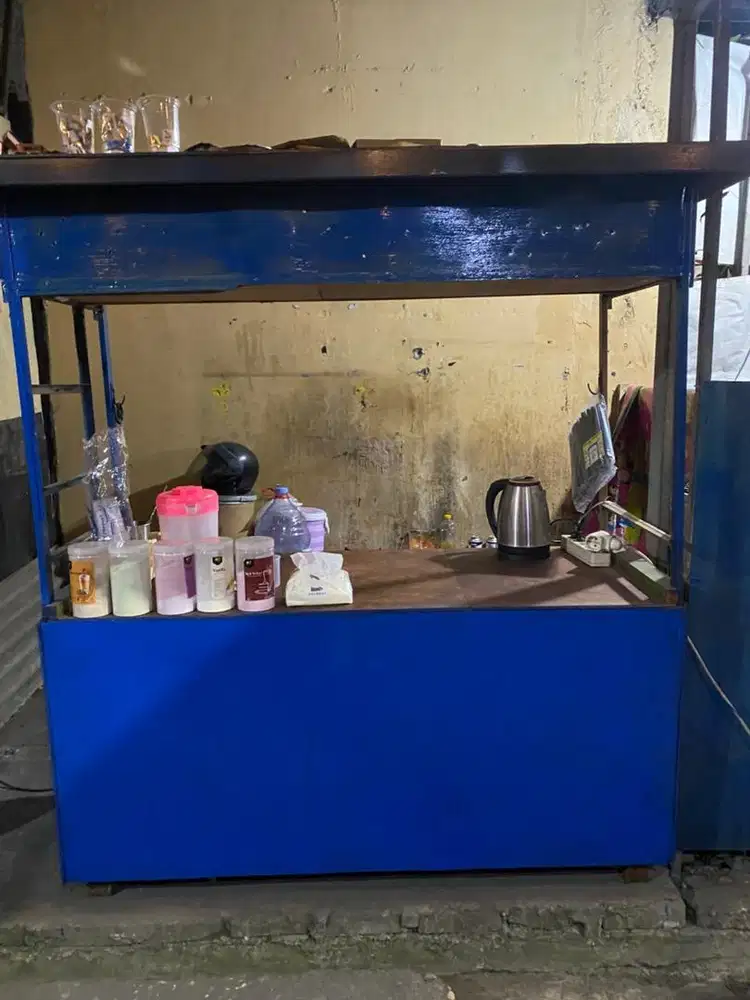 gerobak jualan kayu warna biru
