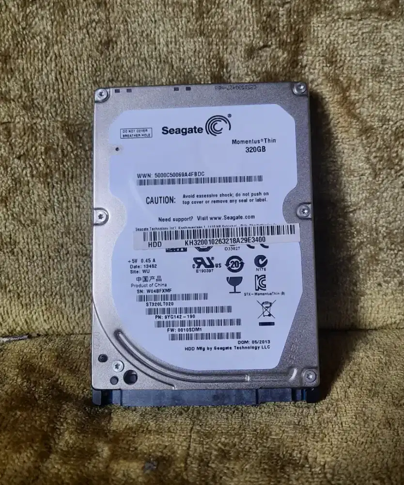Harddisk Seagate slim 320gb sata 2,5 health 100% real normal lancar