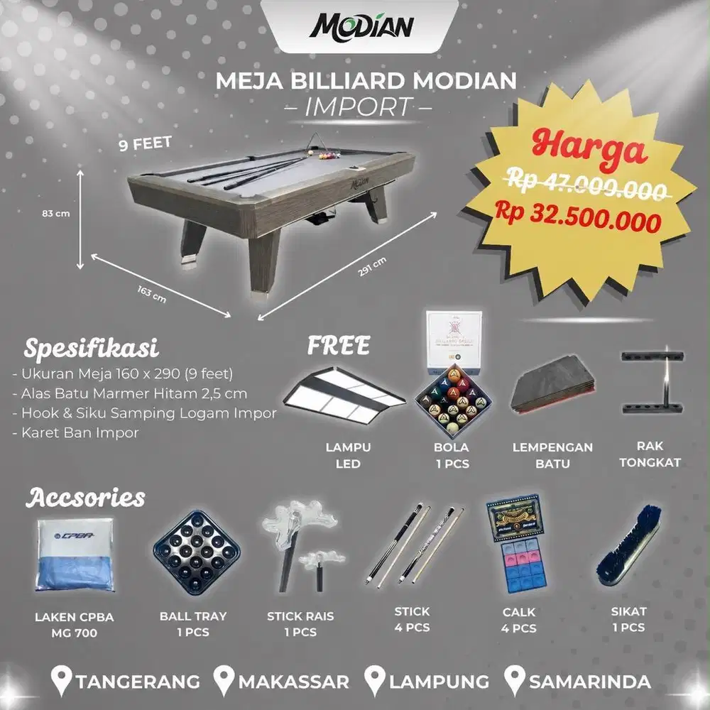 MEJA BILIARD MODIAN (NEGO)