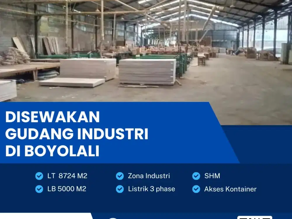 Disewakan Gudang Zona Industri Lokasi Super Strategis Boyolali Luas 8724M2